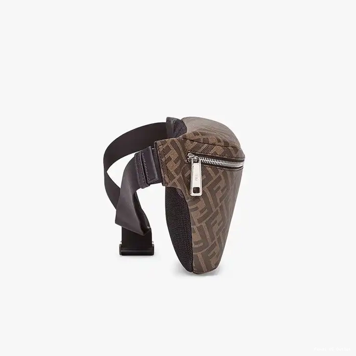 Cheap Bag In Fendi Brown Belt Fabric Motif FF Coffee 0507